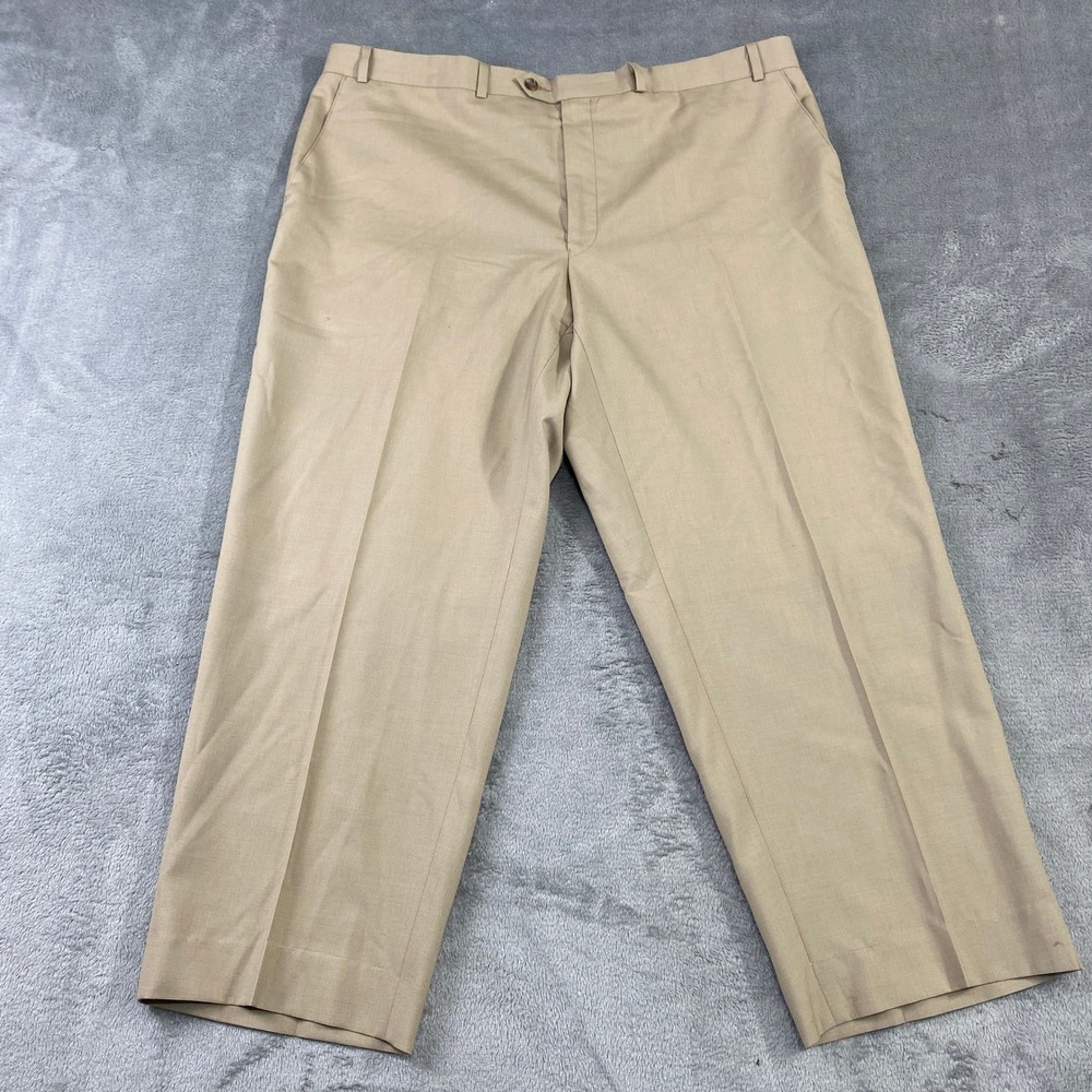 VTG Lauren Ralph Lauren Dress‎ Pants Mens 40x27 Super 100s Wool Khaki Flat Front